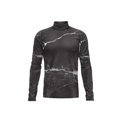 Black marble patterned turtleneck sweater on a white background