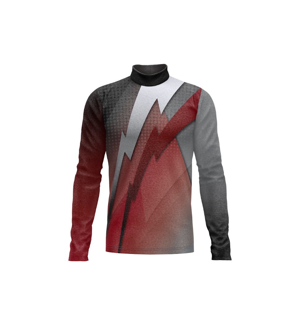 Long-sleeve shirt with a lightning bolt design on a white background
