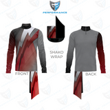 Shako wrap with front and back views on a white background, featuring a brand logo.