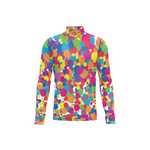 Colorful patterned long-sleeve shirt on a white background