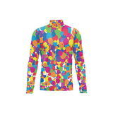 Colorful patterned long-sleeve shirt on a white background