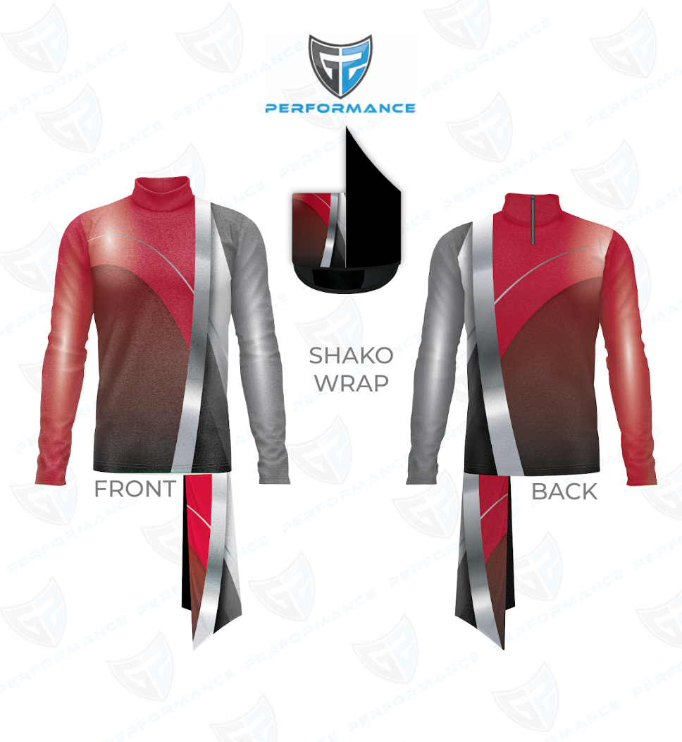 Shako wrap design with front and back views on a white background, featuring the Performance logo.