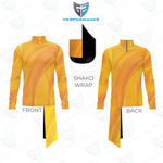 Yellow shako wrap with front and back views on a white background, featuring the Performance logo.