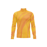 Yellow long-sleeve shirt with a pattern on a white background