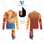 Colorful shako wrap with front and back views on a white background, featuring the Performance logo.