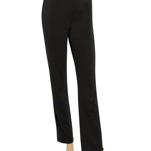 Ellie pull-on straight leg pants for women in black, featuring a smooth elastic waistband and relaxed straight-leg silhouette, ideal for dance, choir, and performance wear.