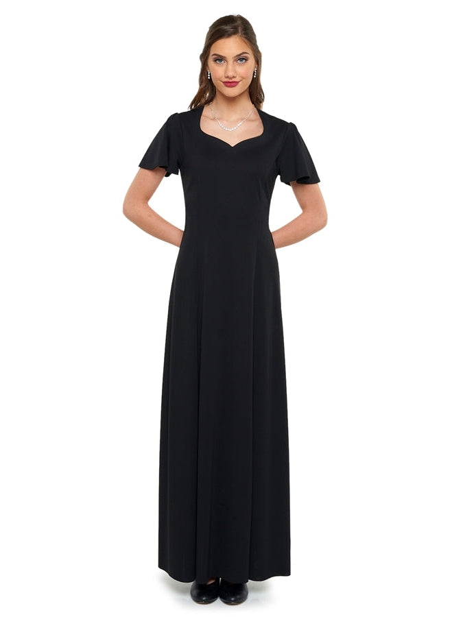 Clara Heart Shaped Neck Flutter Sleeve Dress