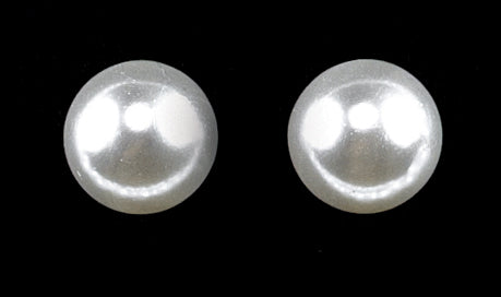 Classic white pearl stud earrings featuring smooth round faux pearls with a timeless minimalist design, perfect for formal wear, choir and concert performances, recitals, weddings, and everyday elegant styling.