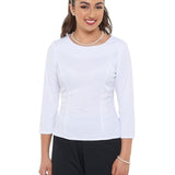 Demi High High Scoop Neck 3/4 Sleeve Blouse