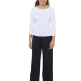 Demi High High Scoop Neck 3/4 Sleeve Blouse