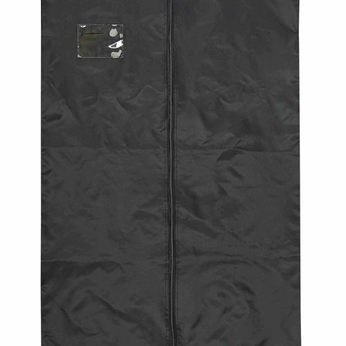StylePlus 400 denier nylon garment storage bag with durable black fabric, full-length zipper closure, clear ID window, and reinforced carry handle for protecting uniforms, band apparel, and performance costumes.