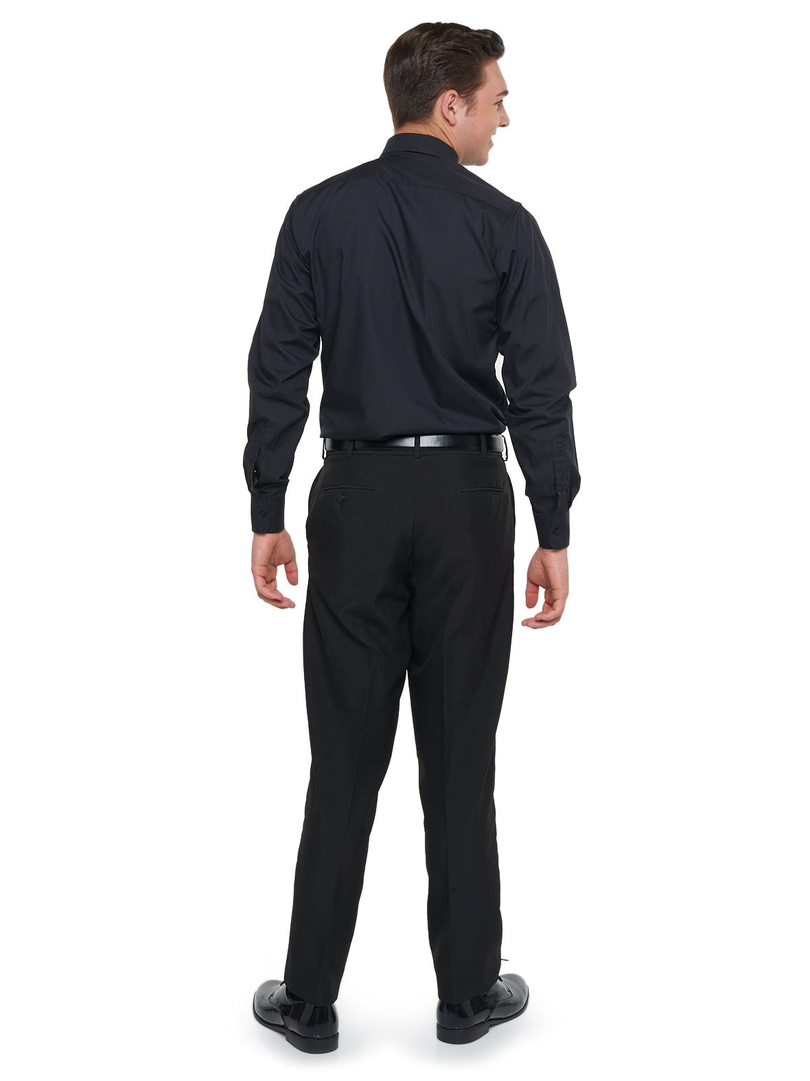 black no collar dress shirt Men's Black Collarless 100% Cotton Dress Shirt: Grandfather Tunic Style