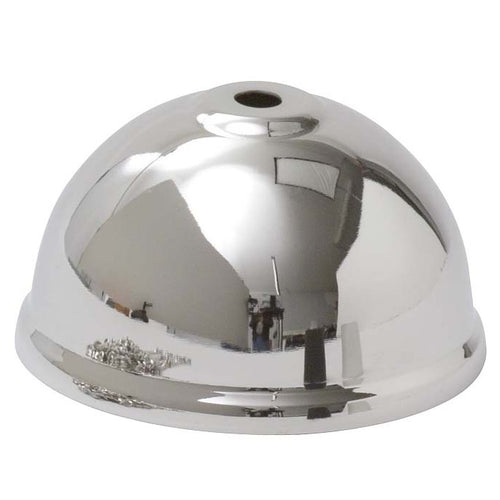 DSI mace dome with polished silver metal finish, designed as a replacement or upgrade dome for drum major maces used in marching band and parade performances.
