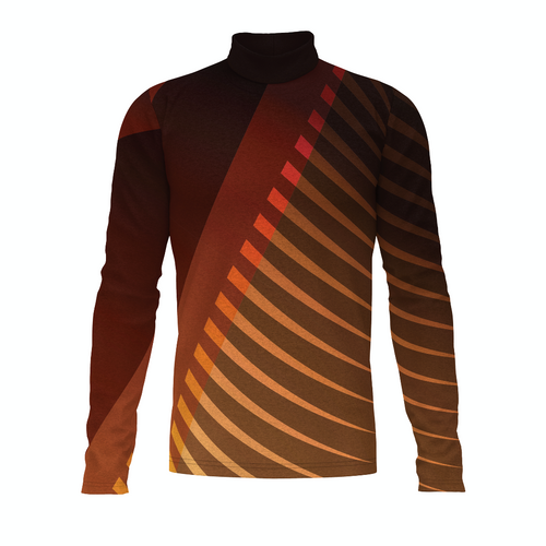 Flow Flex Top FG006 long sleeve performance top with brown and orange diagonal stripe gradient design