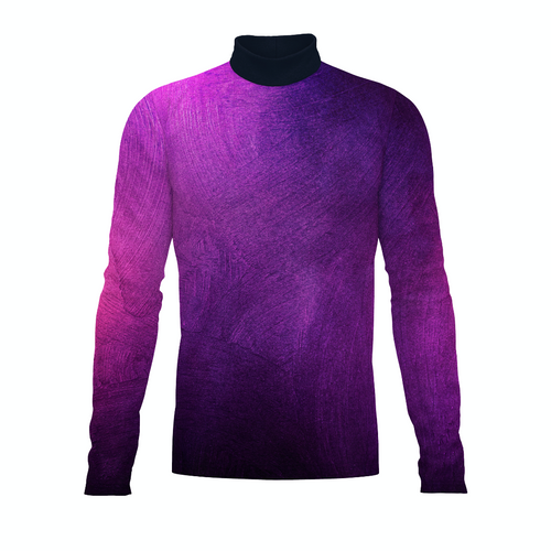Flow Flex Top FG012 performance long sleeve top in purple gradient with high collar, designed for marching band and athletic performance uniforms
