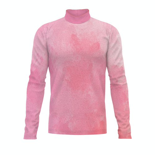 Flow Flex Top FG016 performance uniform top featuring a pink gradient design with long sleeves and mock neck collar, front view