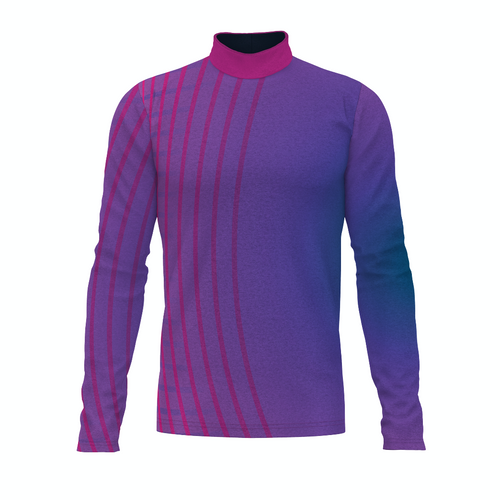 Flow Flex Top FG027 long sleeve performance top with purple base and magenta vertical stripe gradient design