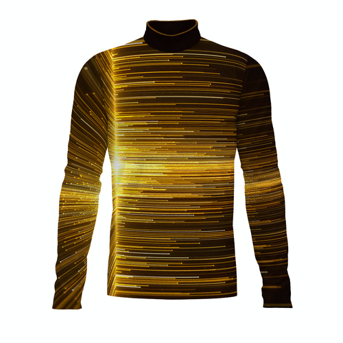 Flow Flex Top FG030 long sleeve performance top with black base and gold horizontal streak pattern featuring high collar design