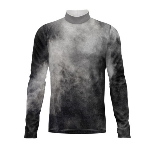 Marching Band Flow Flex Performance Top G013 with long sleeves, mock neck, and smoky black gradient design for high-performance marching uniforms.
