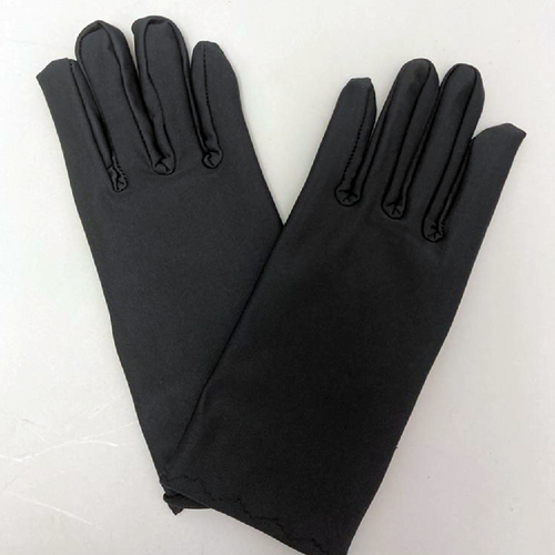 G2 dark grey performance gloves laid flat, featuring a sleek matte finish with full-finger coverage and contoured stitching, designed for precise hand movement, comfort, and durability in marching band, drumline, color guard, and performance environments.