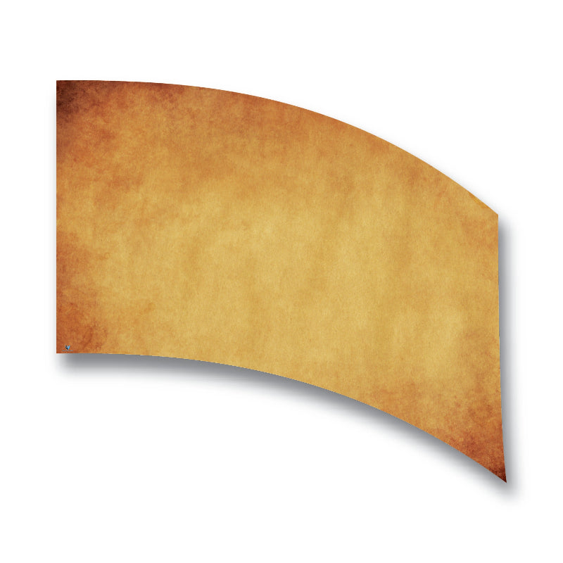 A rectangular brown flag with a curved edge, designed for use with 6ft poles as a decorative flag.