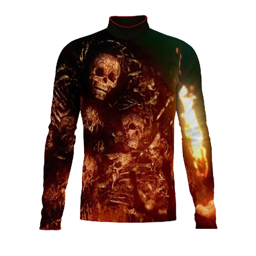 Marching Band Flow Flex Performance Top FG037 featuring skull-themed graphic design with long sleeves
