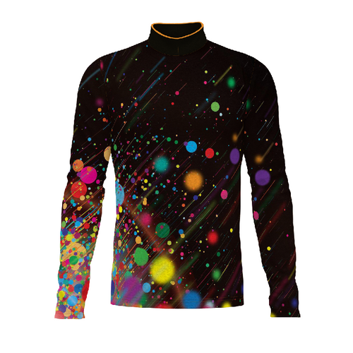 Marching Band Flow Flex Performance Top FG039 featuring multicolor abstract dot pattern with long sleeves
