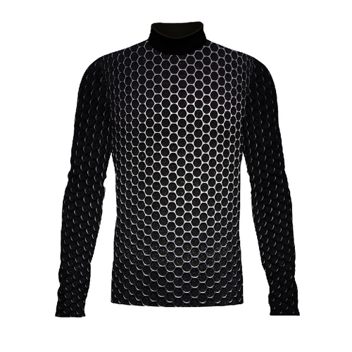 Marching Band Flow Flex Performance Top FG054 with geometric hex pattern, long sleeves, and stretch performance fabric