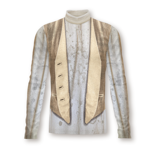 Flow Flex Top 003 marching band performance top with open-front vest design, long sleeves, and flexible stretch fabric for uniform styling