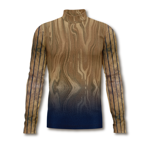 Flow Flex Top 006 marching band performance top with long sleeves, high-neck design, and textured graphic pattern for custom uniform styling