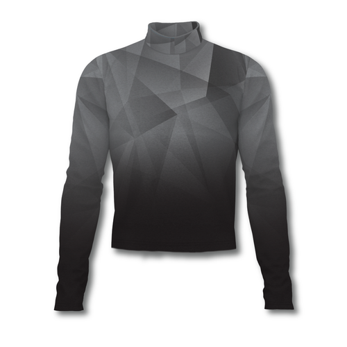 Flow Flex Top C004 performance long sleeve top featuring geometric gradient design, athletic compression fit for marching band and performance uniforms