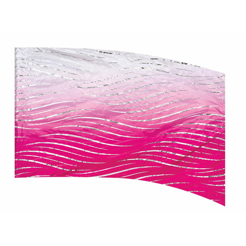 A flag with a geometric pattern featuring pink and white colors.