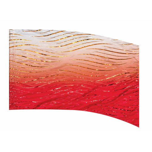 A flag with a geometric pattern featuring red and orange colors.