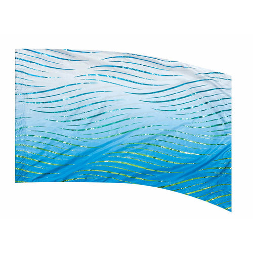 A blue flag with a textured wave-like pattern.