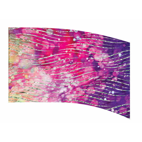 A multicolored, abstract design flag waving.