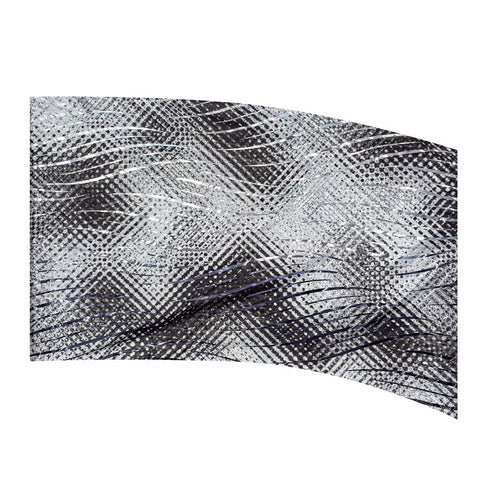 A black and white flag with a geometric pattern.