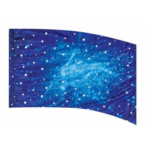 A flag with a deep blue background featuring a pattern of white stars and lighter blue hues, resembling a night sky.