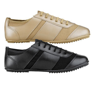 StylePlus Prowler dance shoes displayed in beige and black color options, featuring lace-up design, low-profile flexible sole, and streamlined silhouette, ideal for jazz dance, rehearsals, studio practice, and stage performances.