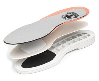Dinkles marching shoe cushioned insole system showing layered shock-absorbing footbed with arch support, heel padding, and lightweight sole construction, designed for enhanced comfort, stability, and impact protection during long marching band and parade performances.