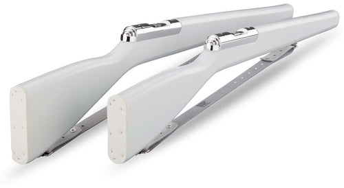 DSI Elite 2 rifle (39 inch) in white finish, featuring balanced design and durable metal hardware, built for reliable spinning, tossing, and performance routines in marching band color guard.