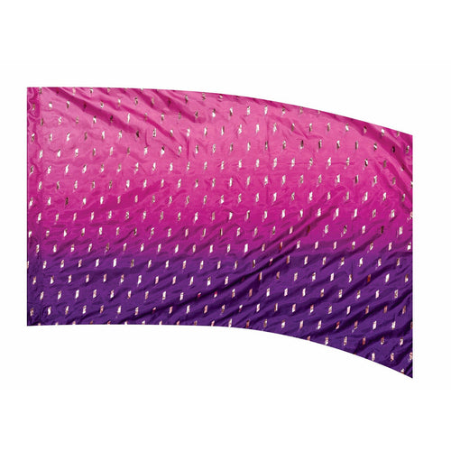 A curved flag with pink and purple colors, featuring a geometric pattern of dots.