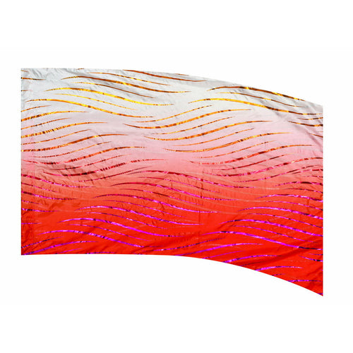 A red and white striped flag with a wave-like pattern.