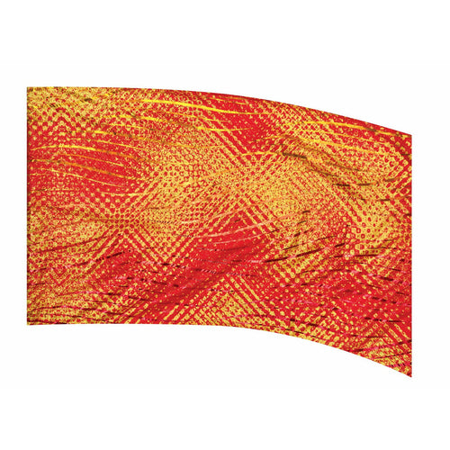 A red and yellow flag with a geometric pattern.