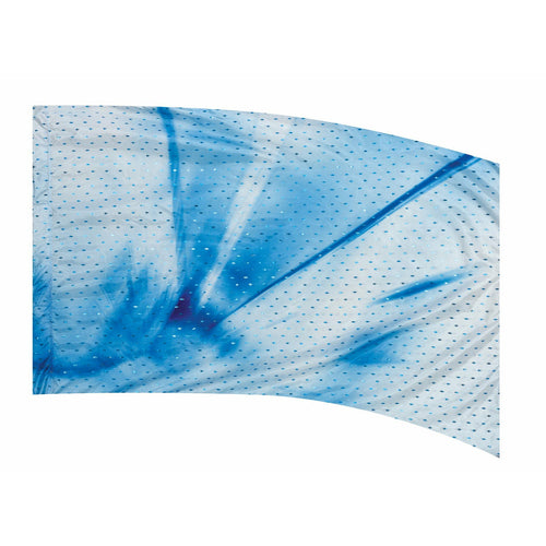 A blue flag with a tie-dye pattern.