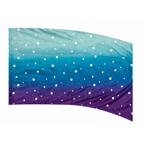 A flag with a gradient of purple to blue colors and white star-like patterns