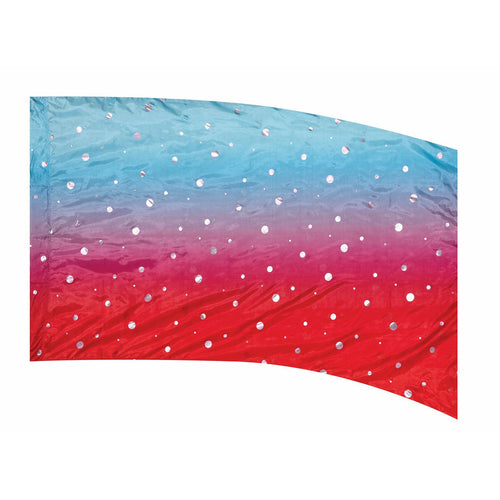 A flag with a gradient of blue to red, featuring white dots distributed evenly across the surface.