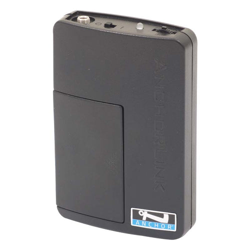 DSI wireless body pack transmitter shown in a compact black design with belt-clip housing, featuring audio input jack, power switch, and status indicator, designed for use with DSI sound systems and wireless microphone setups for clear, reliable audio transmission.