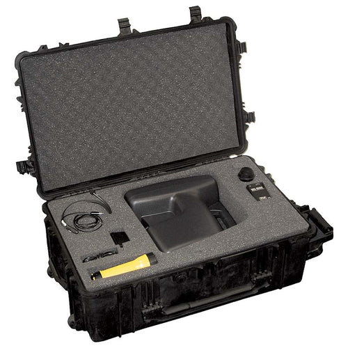 DSI Armor hard case with custom foam interior, rugged protective design, and secure latches, engineered to safely transport and store DSI Voice Machine, speakers, microphones, cables, and audio accessories for professional use.