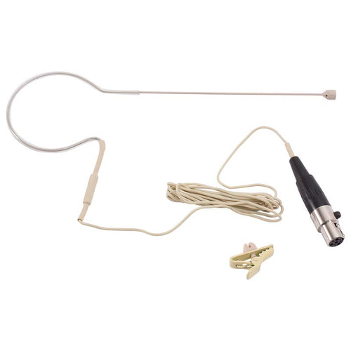 DSI Ultra Lite over-the-ear microphone with slim flesh-colored boom, lightweight ear loop design, wired connection, and locking connector, ideal for hands-free speech, presentations, and performance use with DSI and Anchor audio systems.