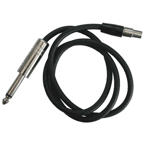 DSI 2-foot instrument and metronome cable with durable black jacket, featuring a right-angle 1/4-inch audio plug and secure metal connectors for reliable signal transfer in music practice and performance setups.